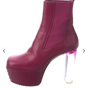 Rick Owens Chelsea Magenta Leather Boots 7
